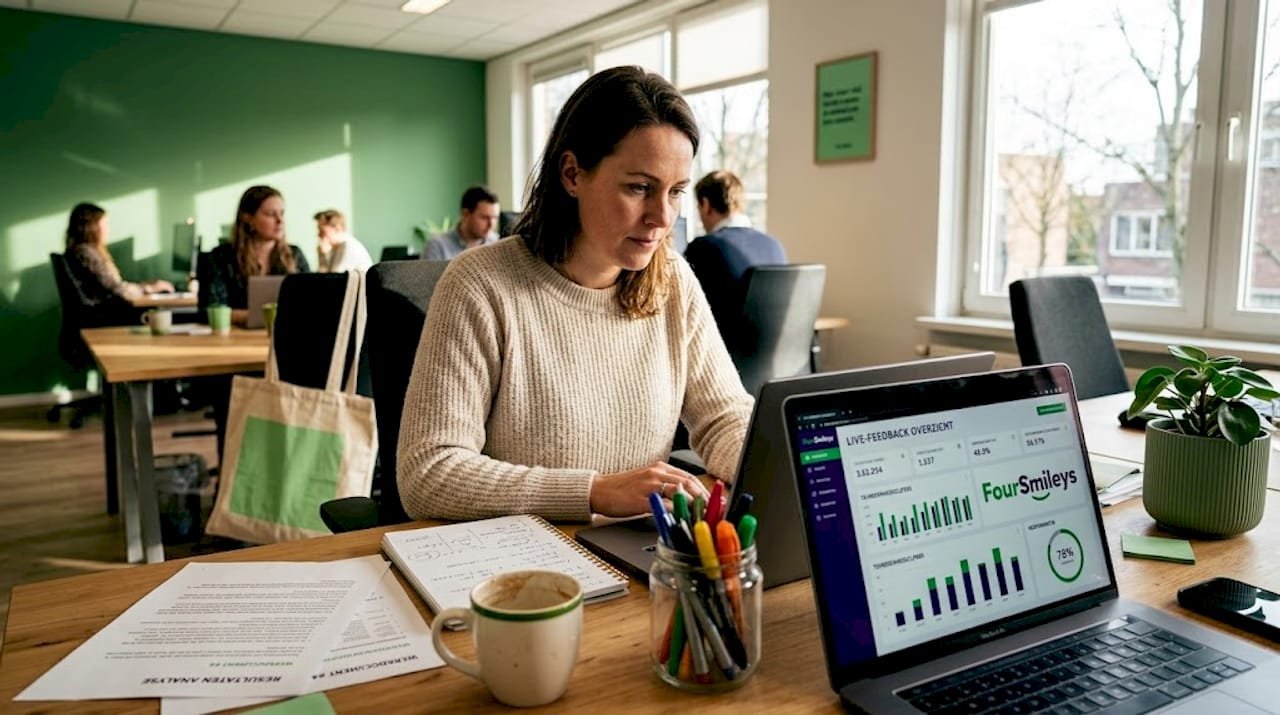 Een professional bekijkt op zijn werkplek een realtime dashboard om direct inzicht te krijgen in de actuele gegevens.