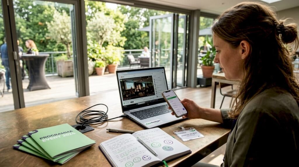Als eventmanager combineer ik op locatie moeiteloos fysieke en digitale elementen voor een optimale beleving.